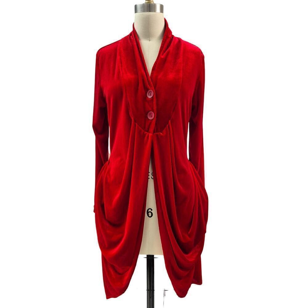 Y2K Pyramid Collection Red Velvet Draped Jacket Sz S